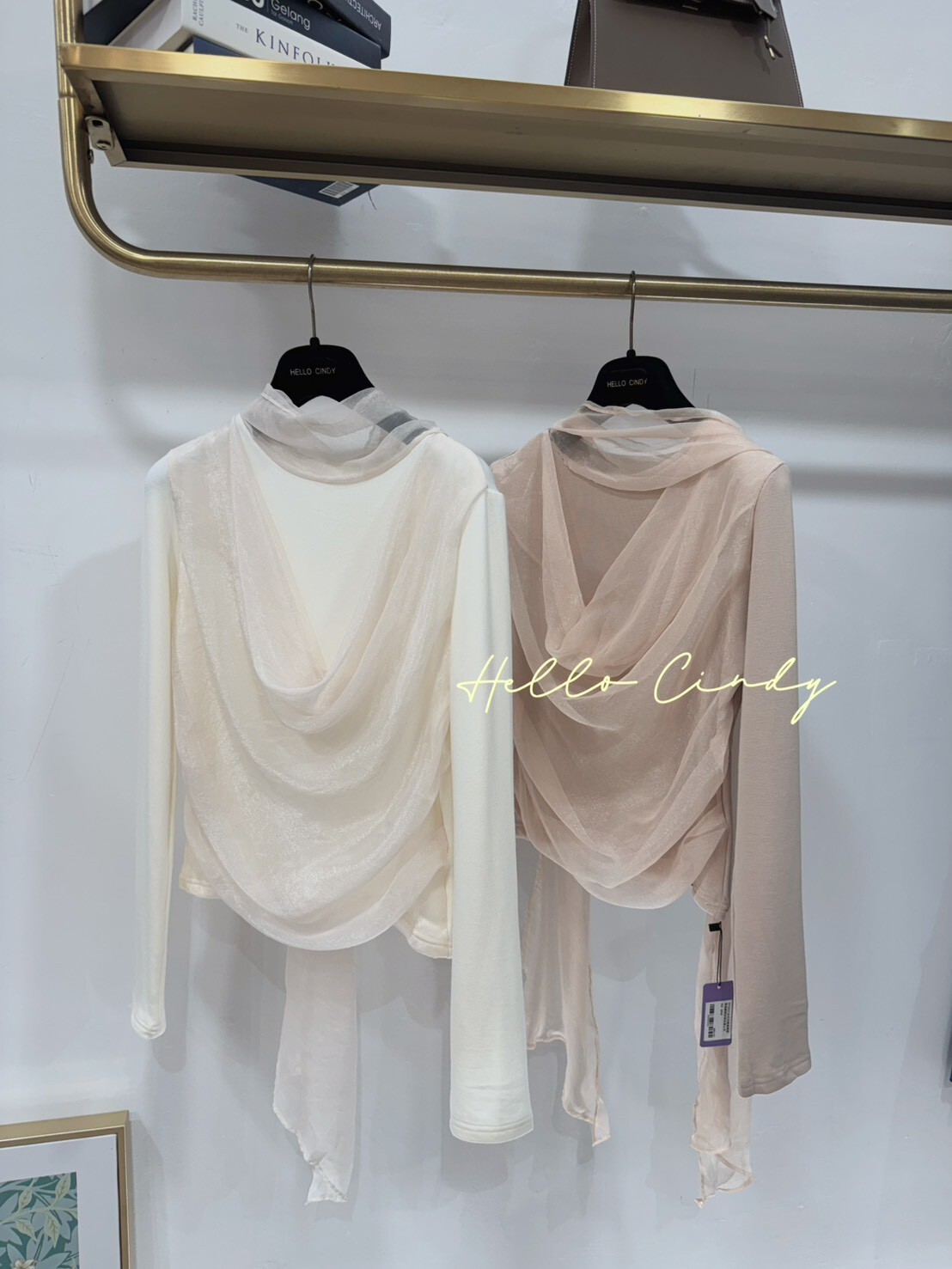 B11002 法式名媛優雅感輕柔歐根紗微毛感上衣