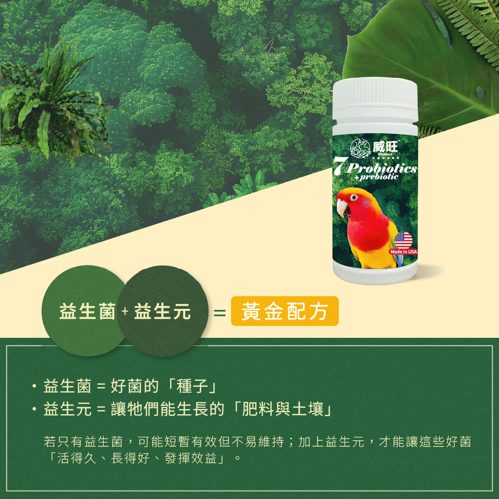 威旺WeWant 鸚鵡益生菌+益生元-超能7菌30g 商品包裝