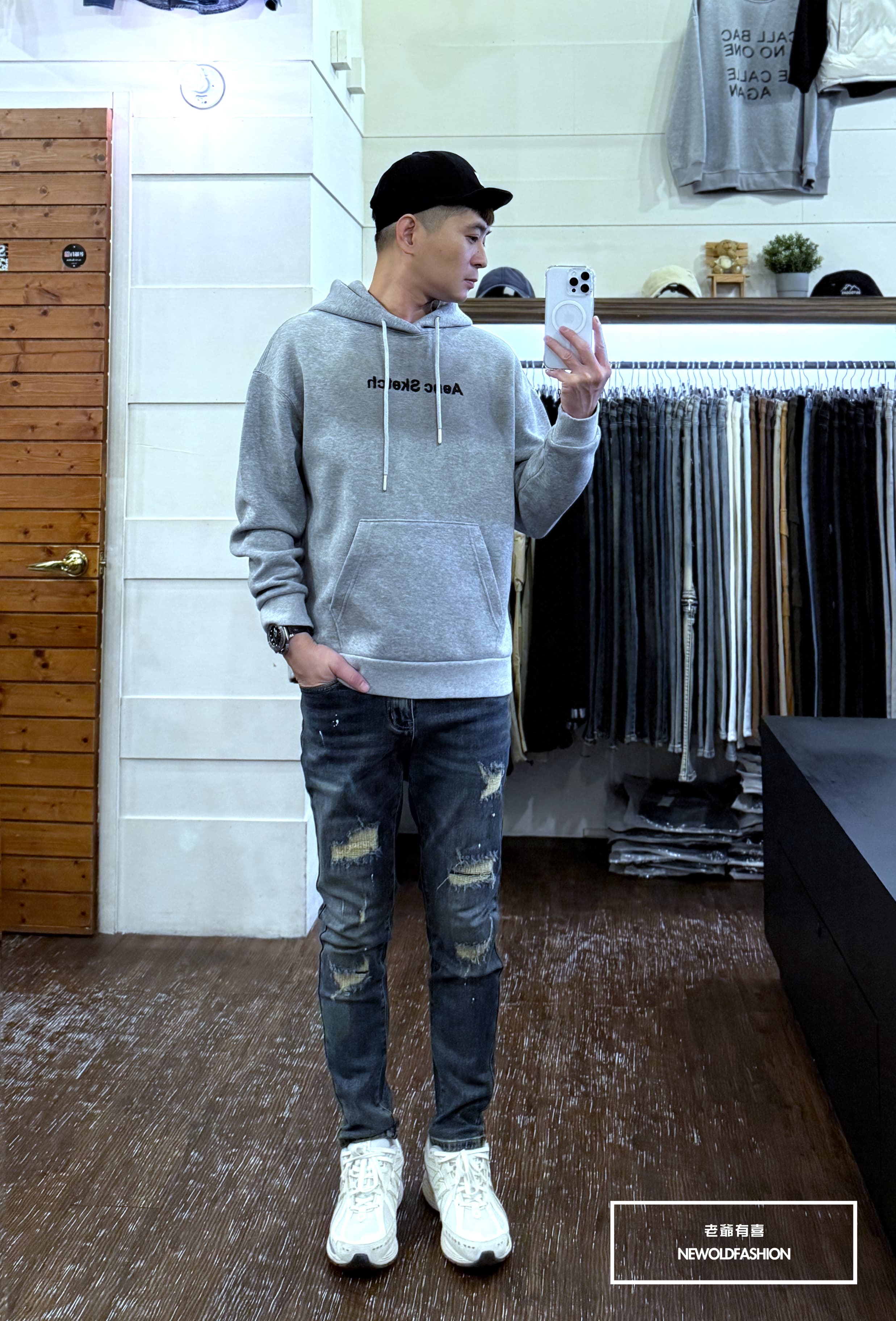 『新品上市』重磅A.S.刺繡暈染帽T(NOF25106119)-淺灰