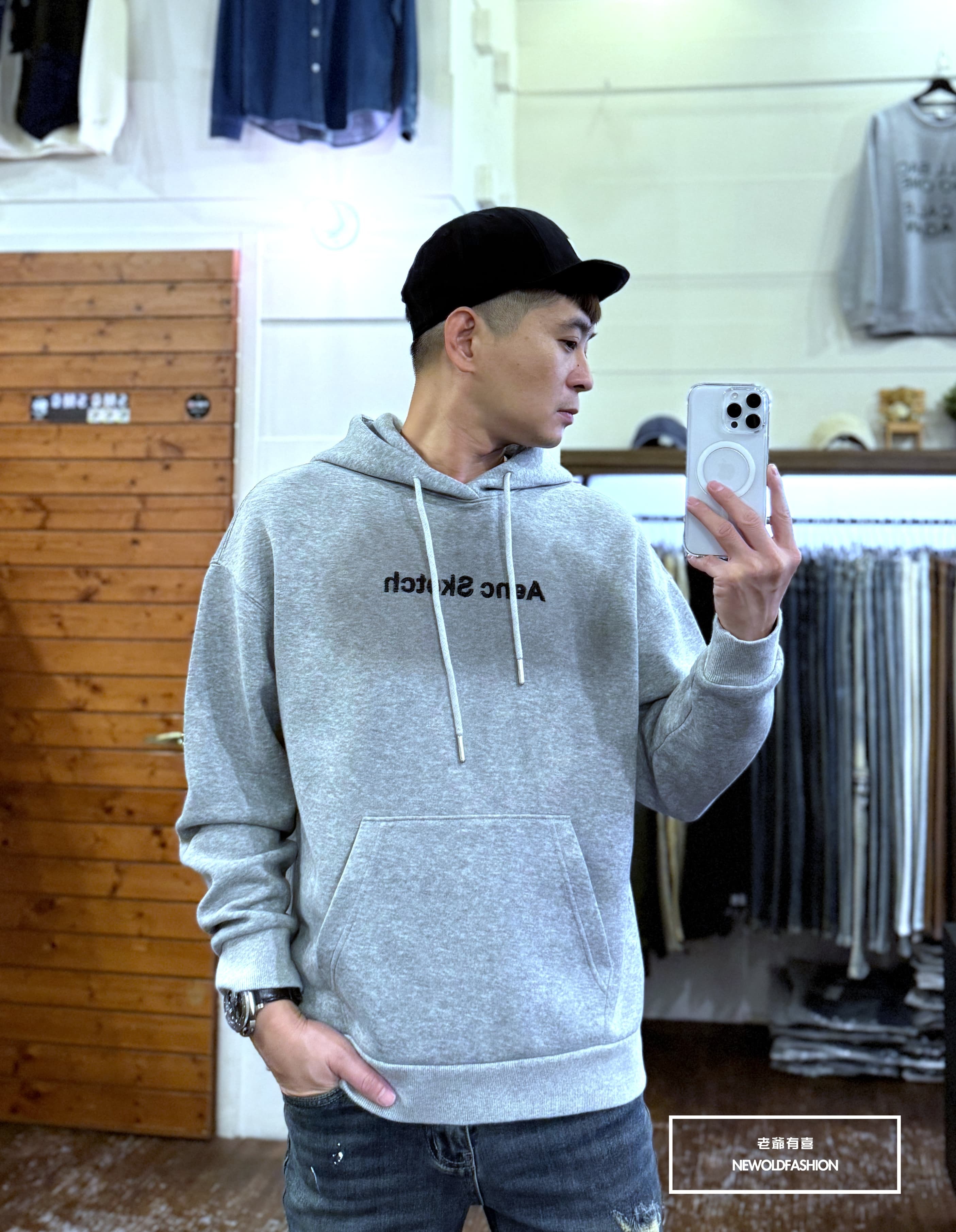 『新品上市』重磅A.S.刺繡暈染帽T(NOF25106119)-淺灰