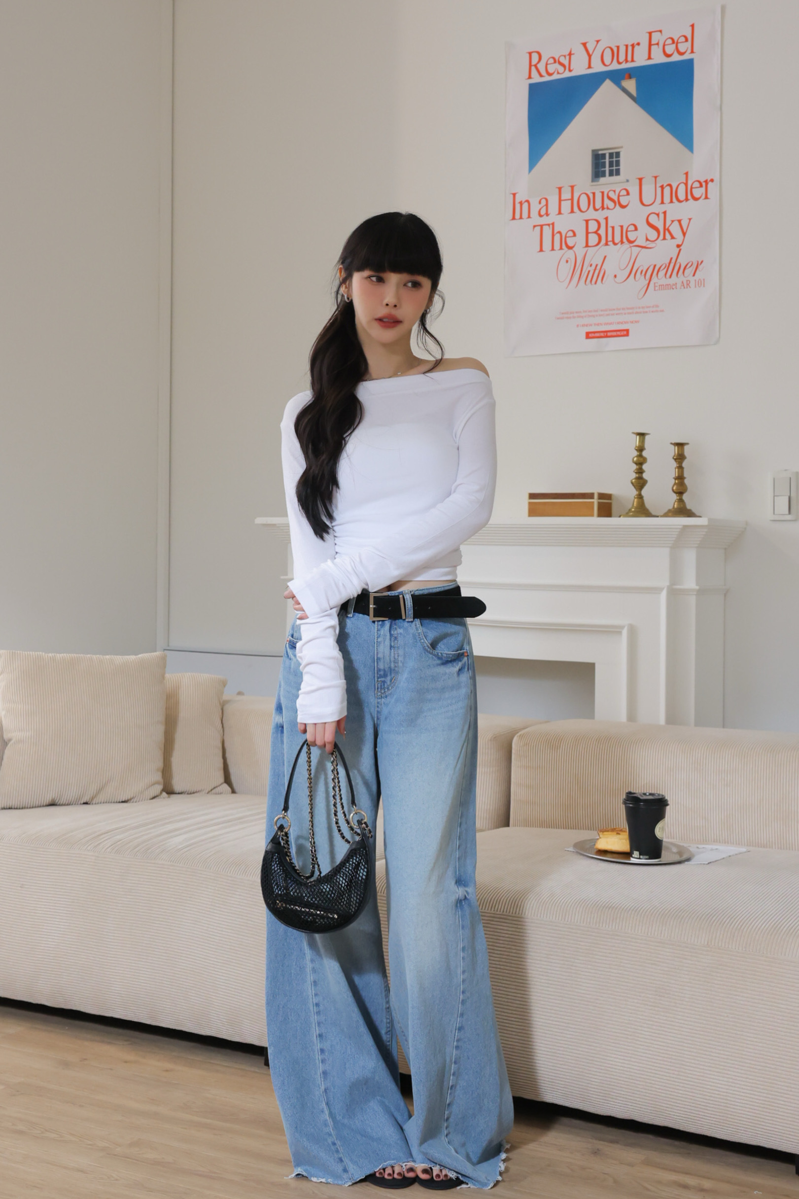 （現貨）多WAY船型領側抓皺上衣 GM18