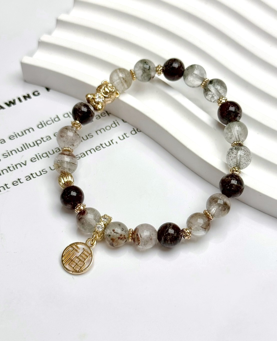 福字|綠幽靈水晶手鍊