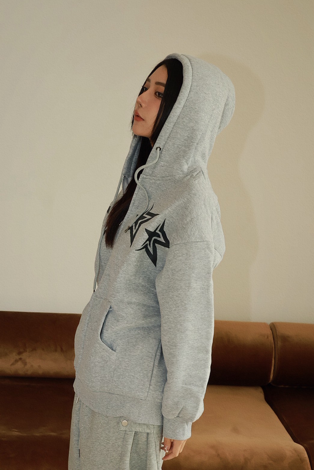 胸前 星星設計 寬鬆版型 棉質 #外套