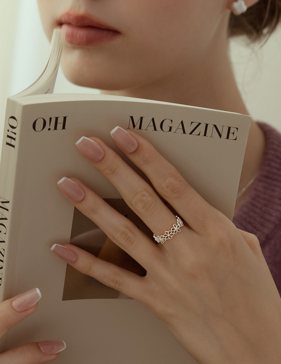 【925純銀】清新花朵可調式戒指