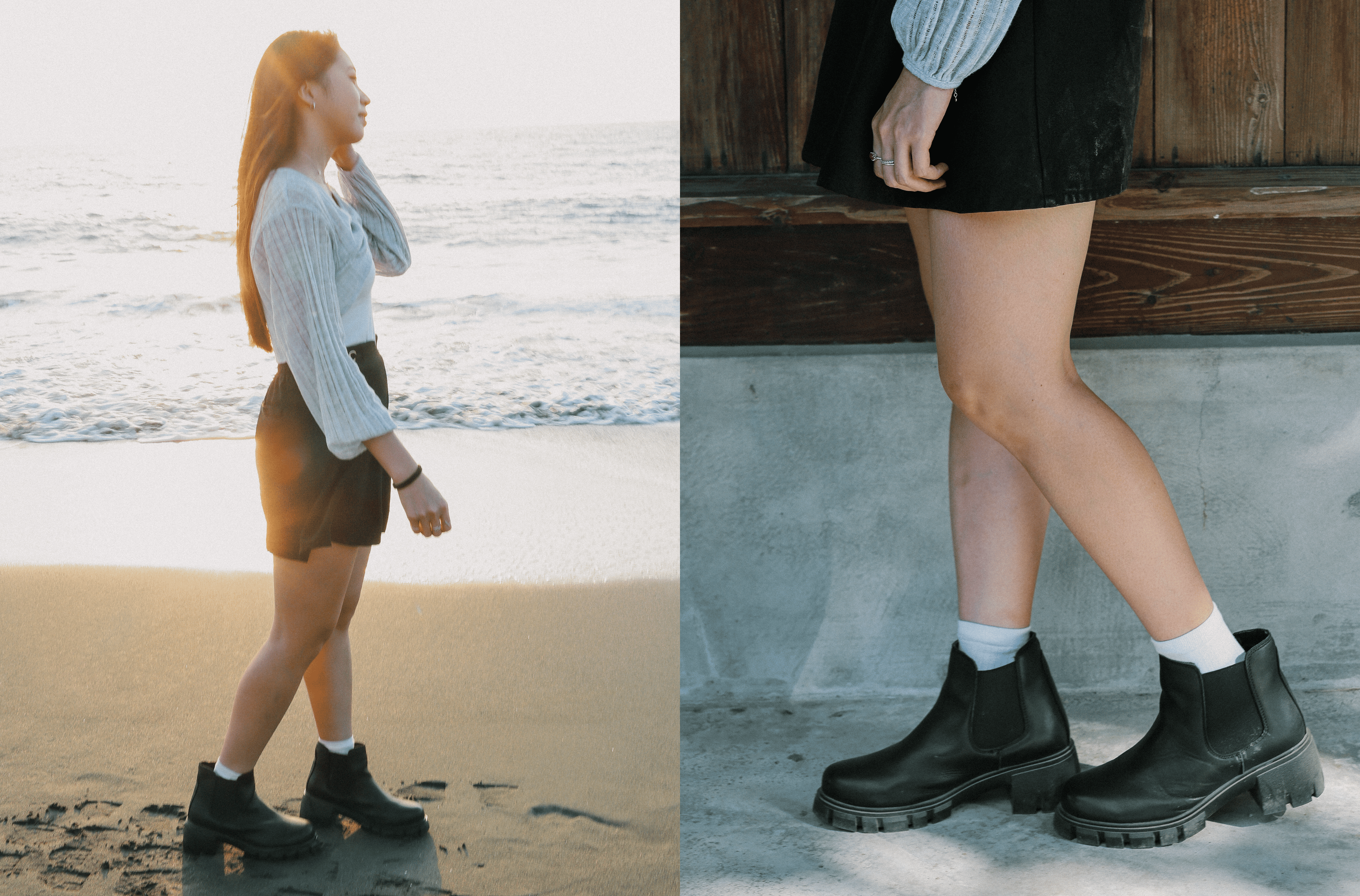 Sanly Joy 切爾西真皮短靴 黑色,霧面真皮質感、穩定耐走設計,適合秋冬穿搭與海邊拍照,展現時髦與自然兼具的氣場。