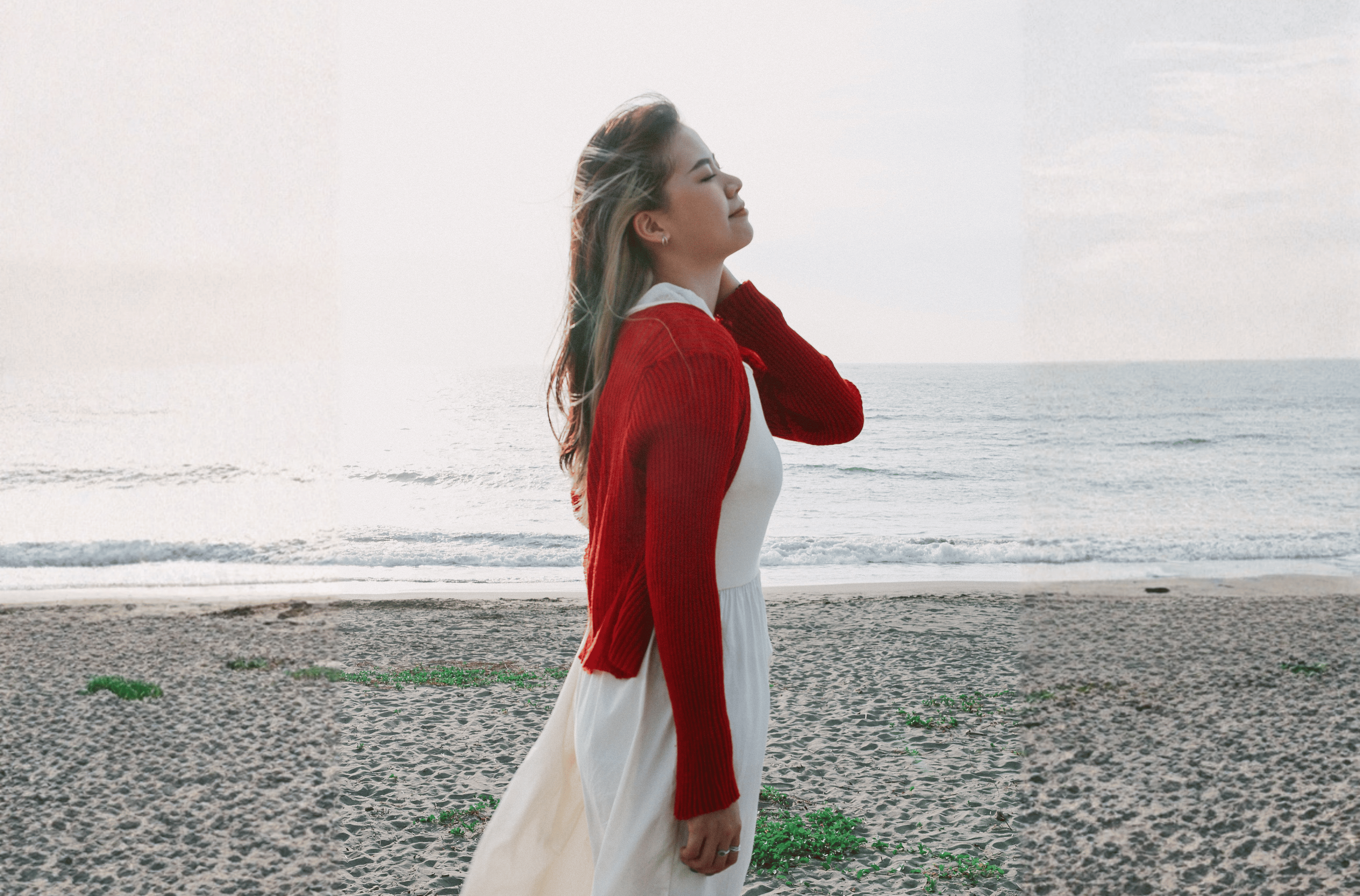 Sanly Joy 德訓鞋 復古紅 閨蜜穿搭實拍,日常出遊、海邊情境照,展現自然防潑水真皮鞋質感與舒適感。