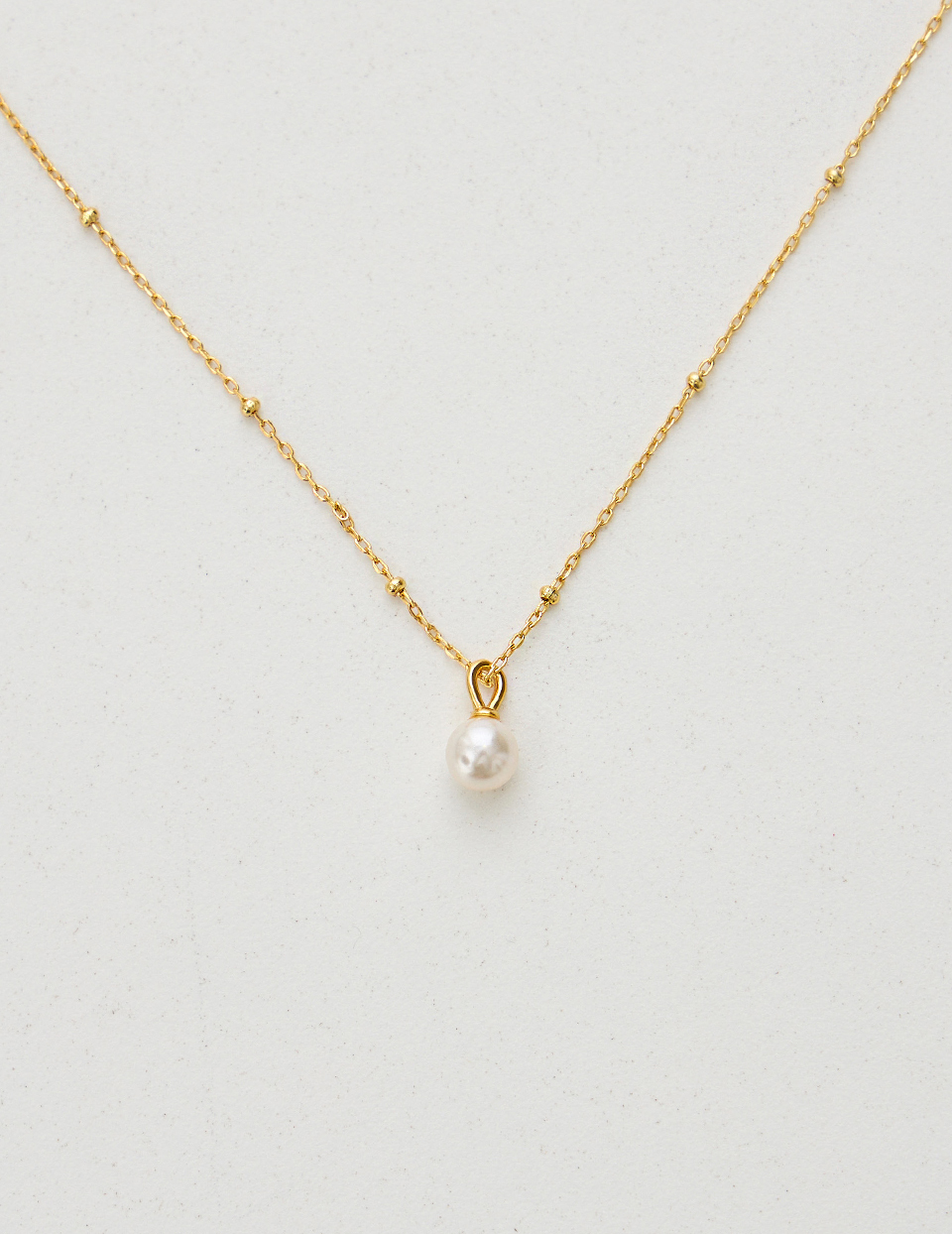 【925純銀】簡約珍珠項鍊(金)