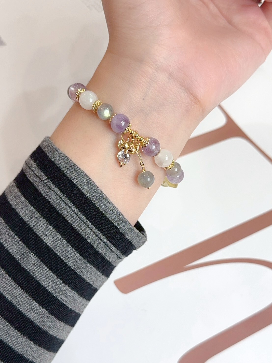 貓頭鷹|黃水晶/紫水晶/白月光/灰月光水晶手鍊