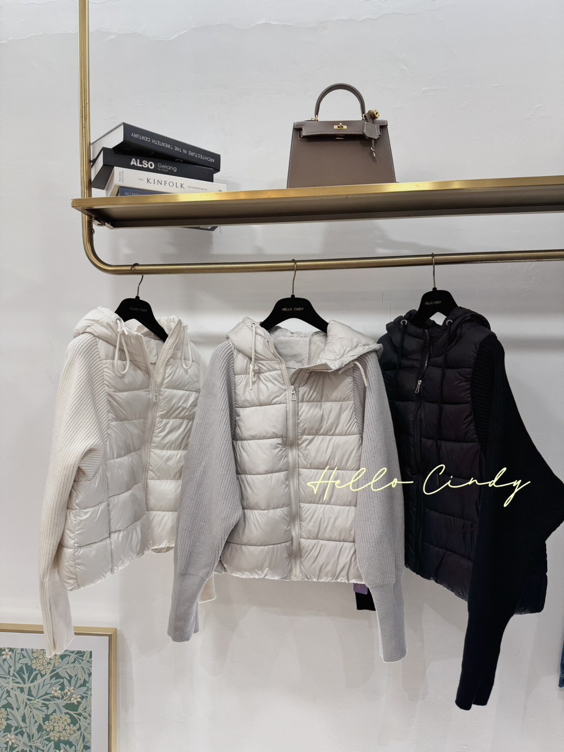 B10173  優雅款超輕柔連帽針織鋪棉外套