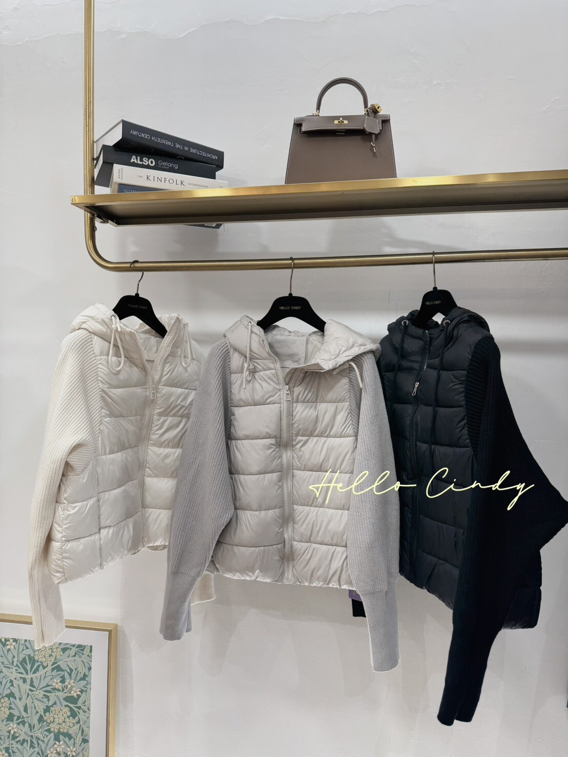 B10173  優雅款超輕柔連帽針織鋪棉外套