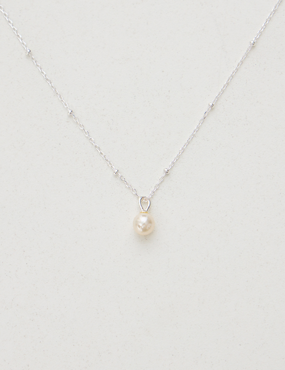 【925純銀】簡約珍珠項鍊(銀)