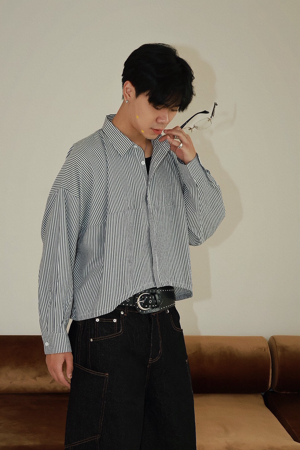 短寬 直條紋 長袖 #襯衫