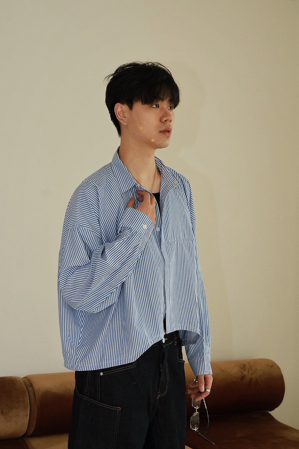 短寬 直條紋 長袖 #襯衫