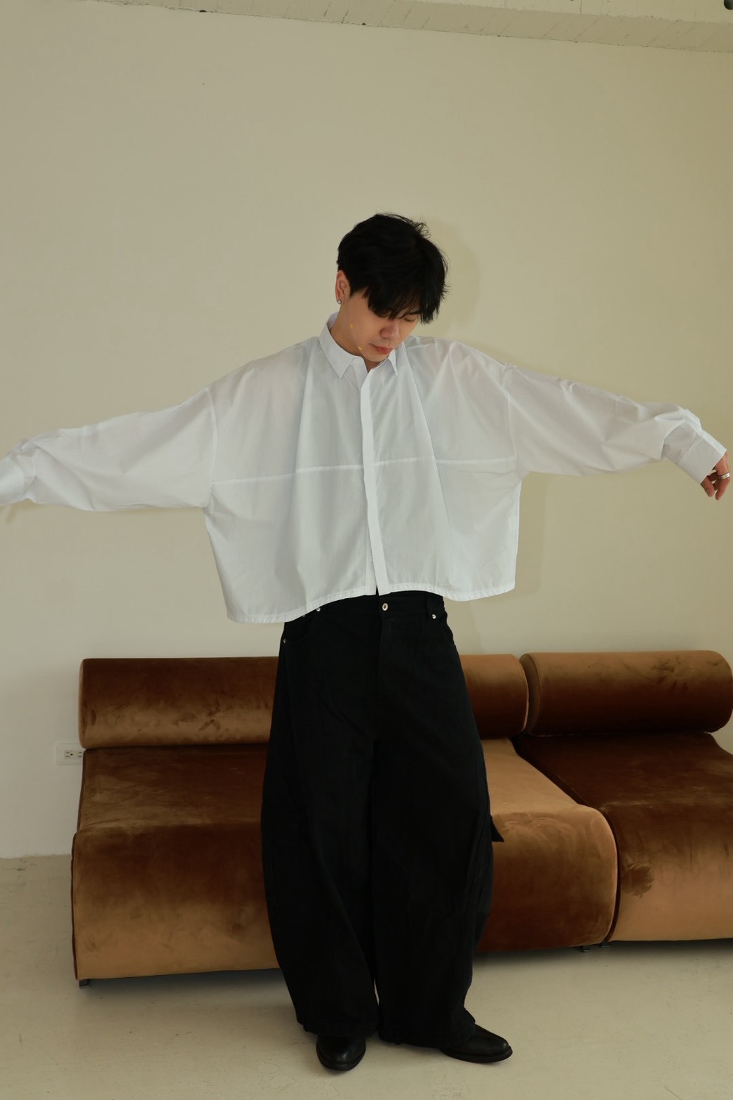 寬短 下擺原弧 長袖 #襯衫