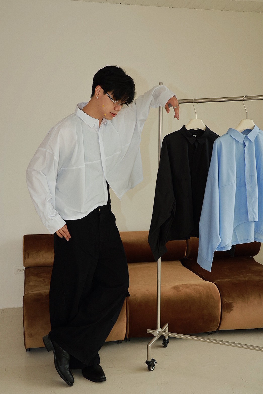 寬短 下擺原弧 長袖 #襯衫