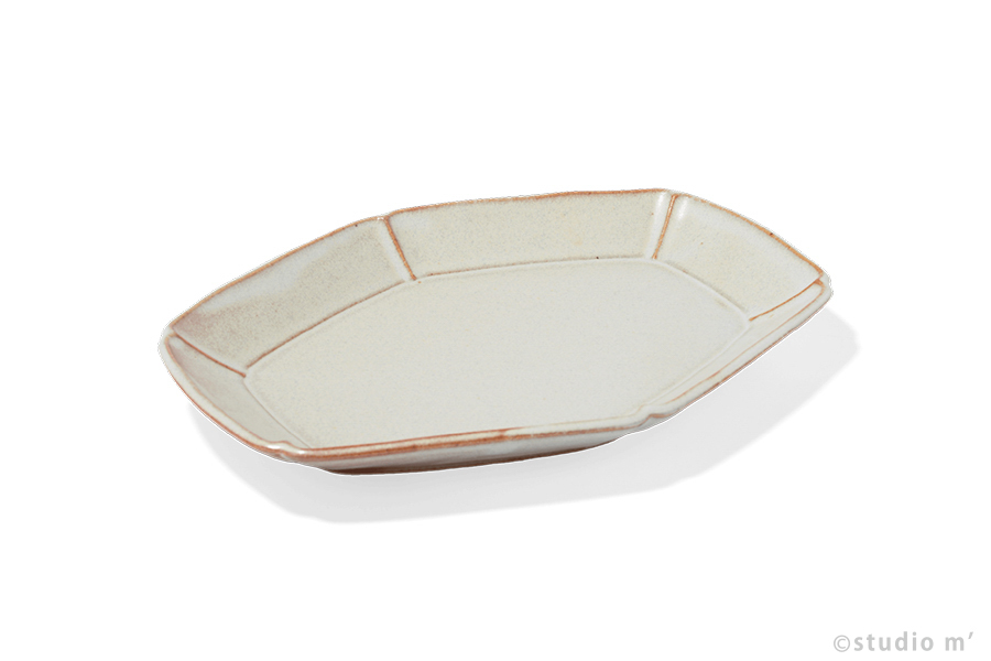STUDIO M' - Lentus六角靜然長皿 / L / 胚米白