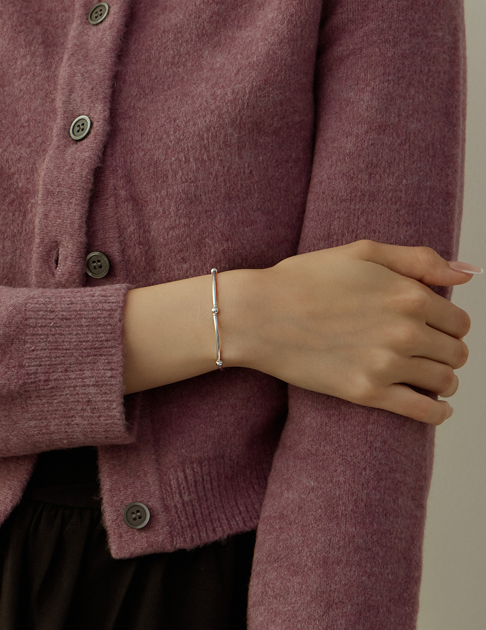 【925純銀】幾何彈力圓珠手鍊