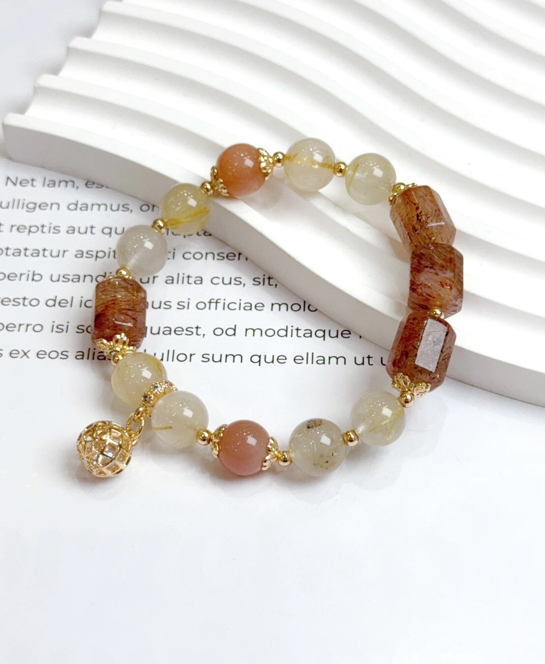 黑金超桶珠/鈦晶/太陽石水晶手鍊