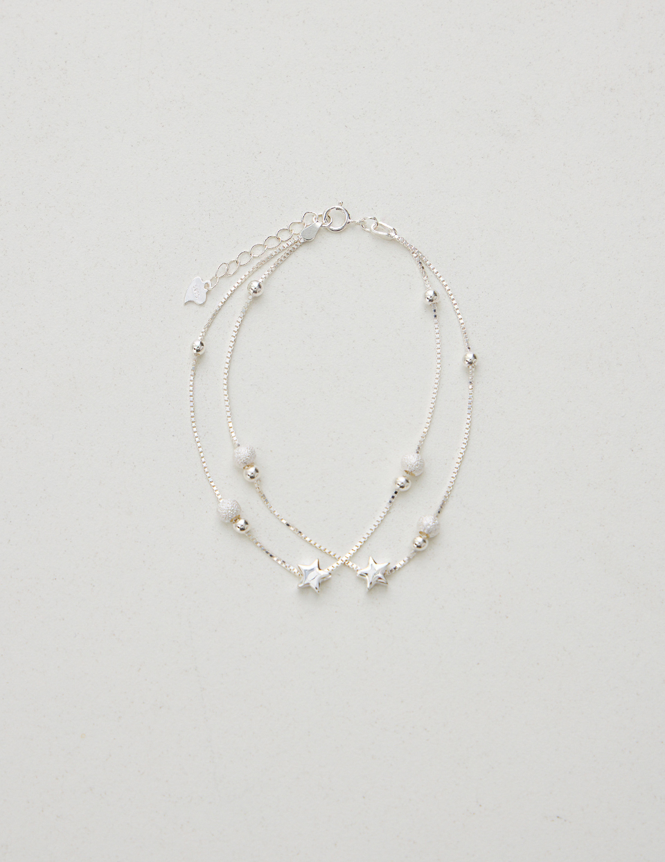 【925純銀】星星紋理珠層次手鍊