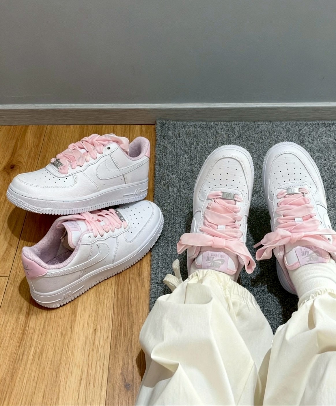 【Luxury】現貨秒發 NIKE FORCE AF1 緞帶鞋 空軍一號 HV4403-601600 玫瑰粉 葡萄紅兩色可選