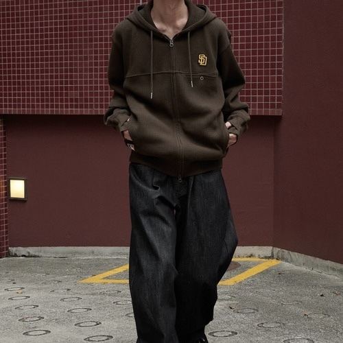 PERUSHU × MLB 華夫格 雙拉鍊 連帽外套 口袋 美國職棒大聯盟