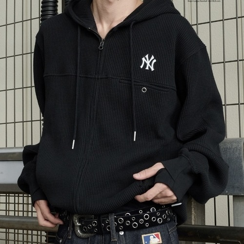 PERUSHU × MLB 華夫格 雙拉鍊 連帽外套 口袋 美國職棒大聯盟