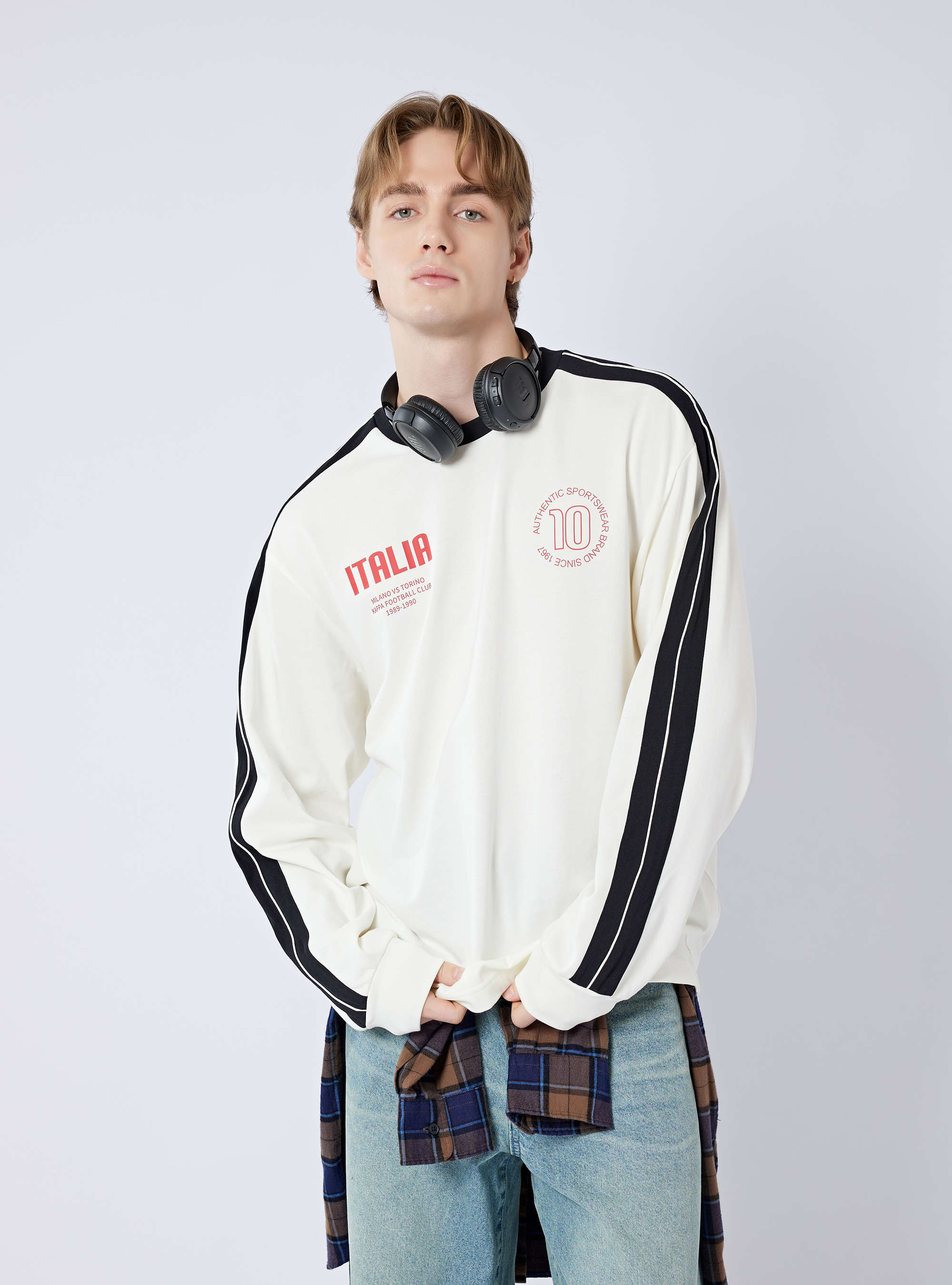 男女適穿 經典義式純棉印花長T