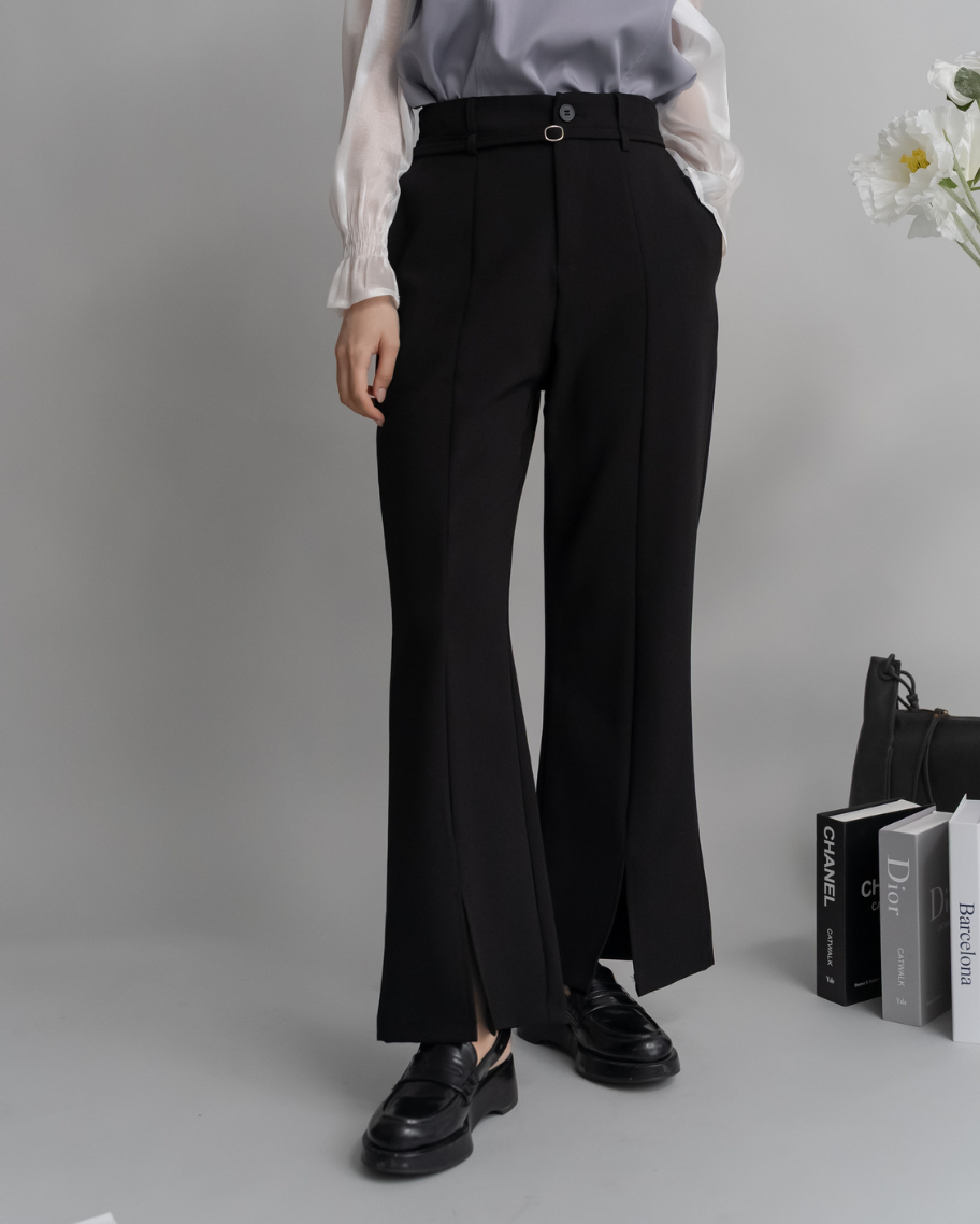 簡約時尚前開衩長褲