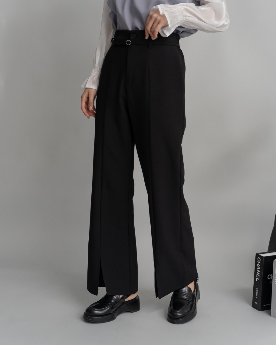 簡約時尚前開衩長褲