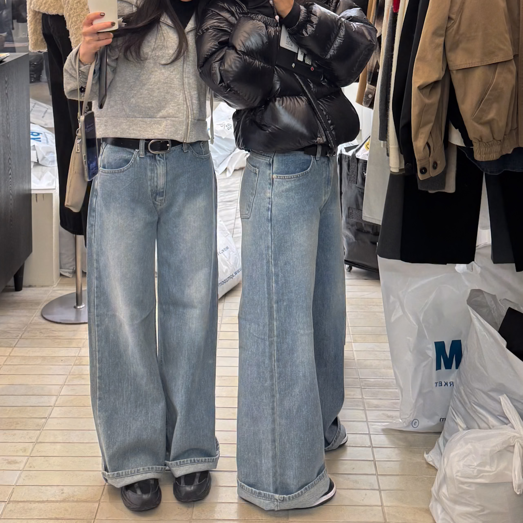 NB03 淺刷藍低腰牛仔闊腿褲(S/M/L)