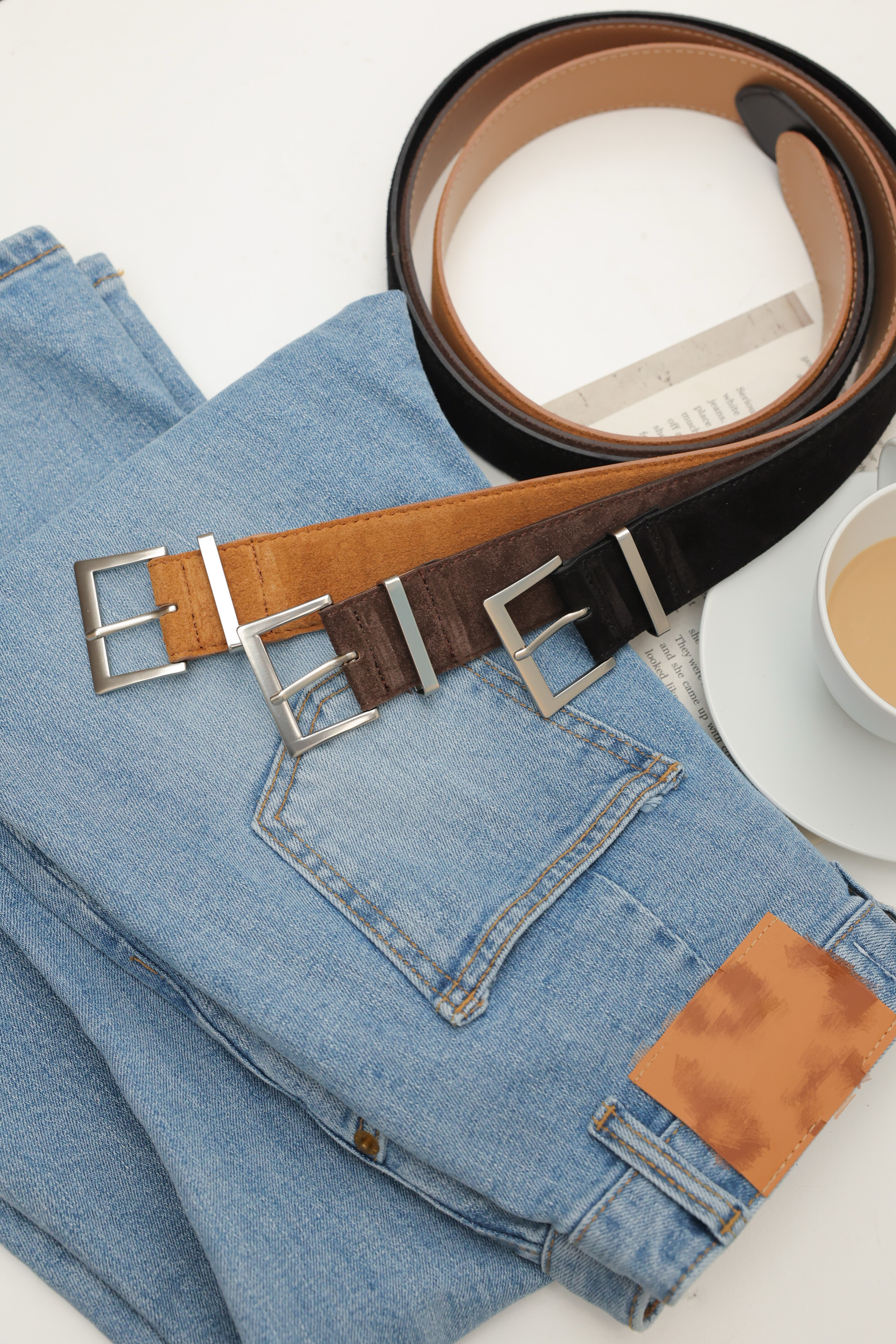 （現貨）寬版銀扣皮帶 GM66