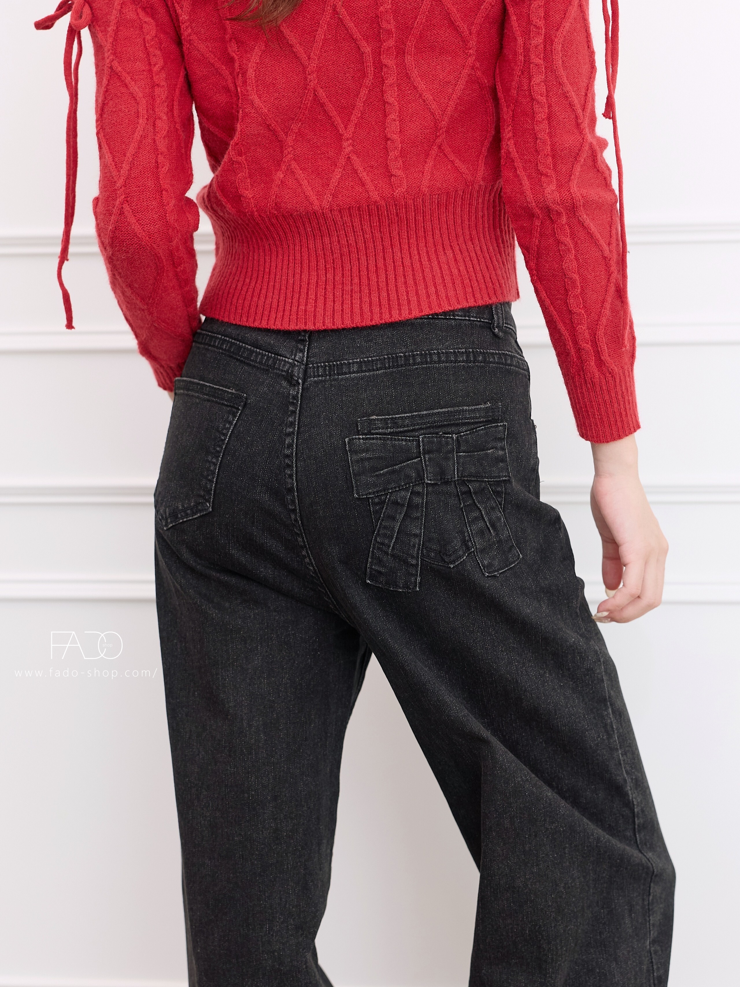 法朵Fado shop｜美尻𓇼 ೀ ‧₊˚ 後口袋蝴蝶結造型復古寬褲 254C012 S-XL