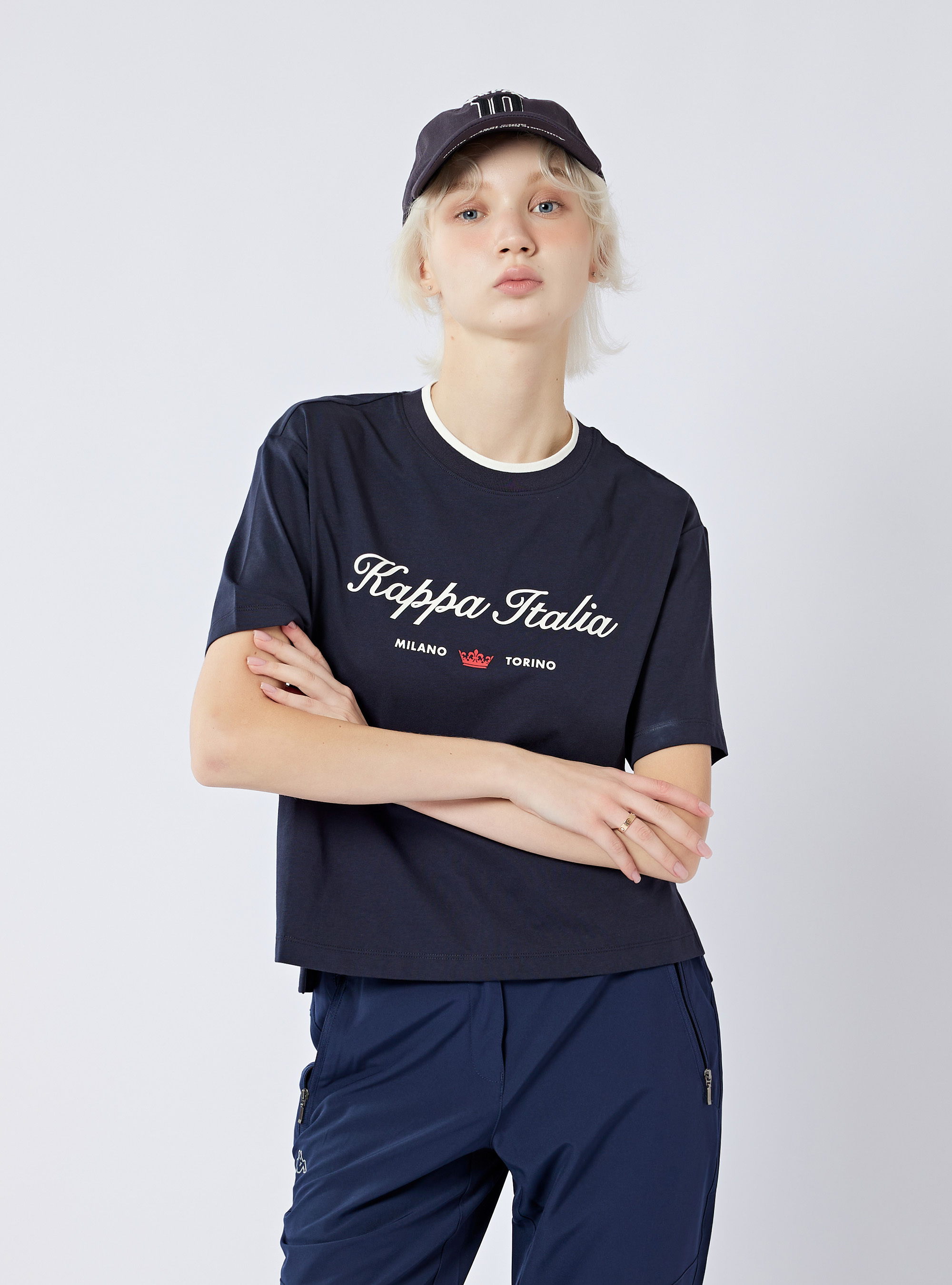 女款 撞色羅紋圓領印花T-Shirt