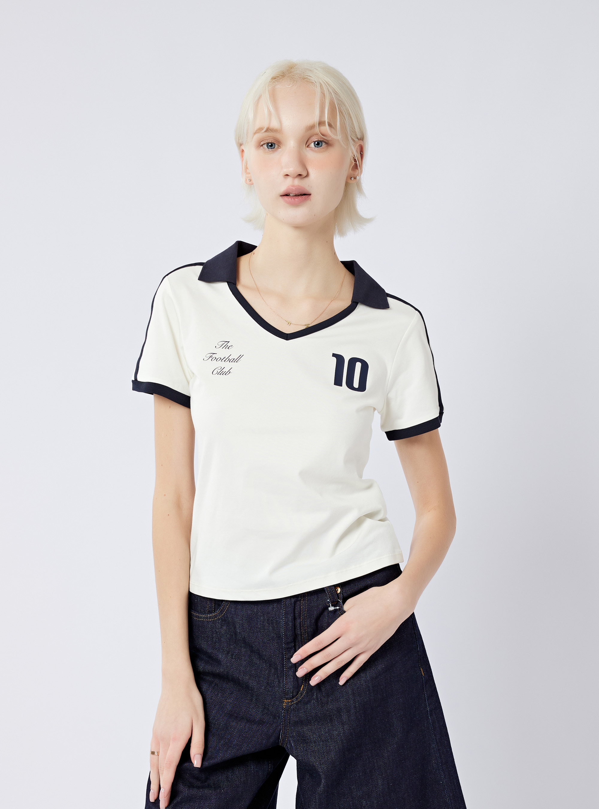 女款 修身短版翻領POLO衫