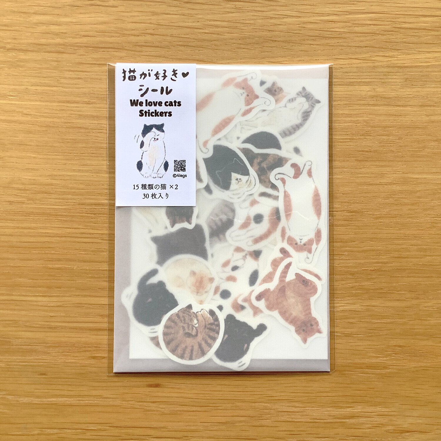 日本 4legs 插畫家 水彩畫 貼紙  [我喜歡貓]