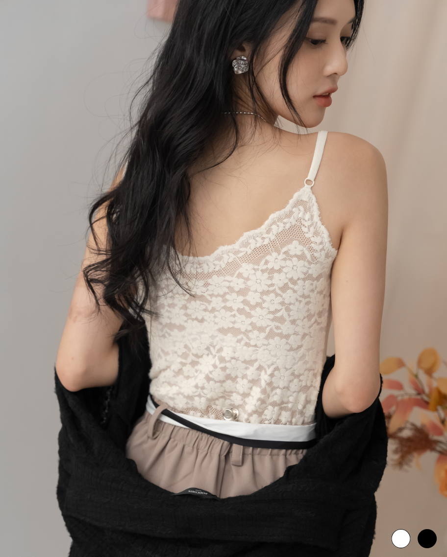 純欲風蕾絲簍空羊絨吊帶小可愛