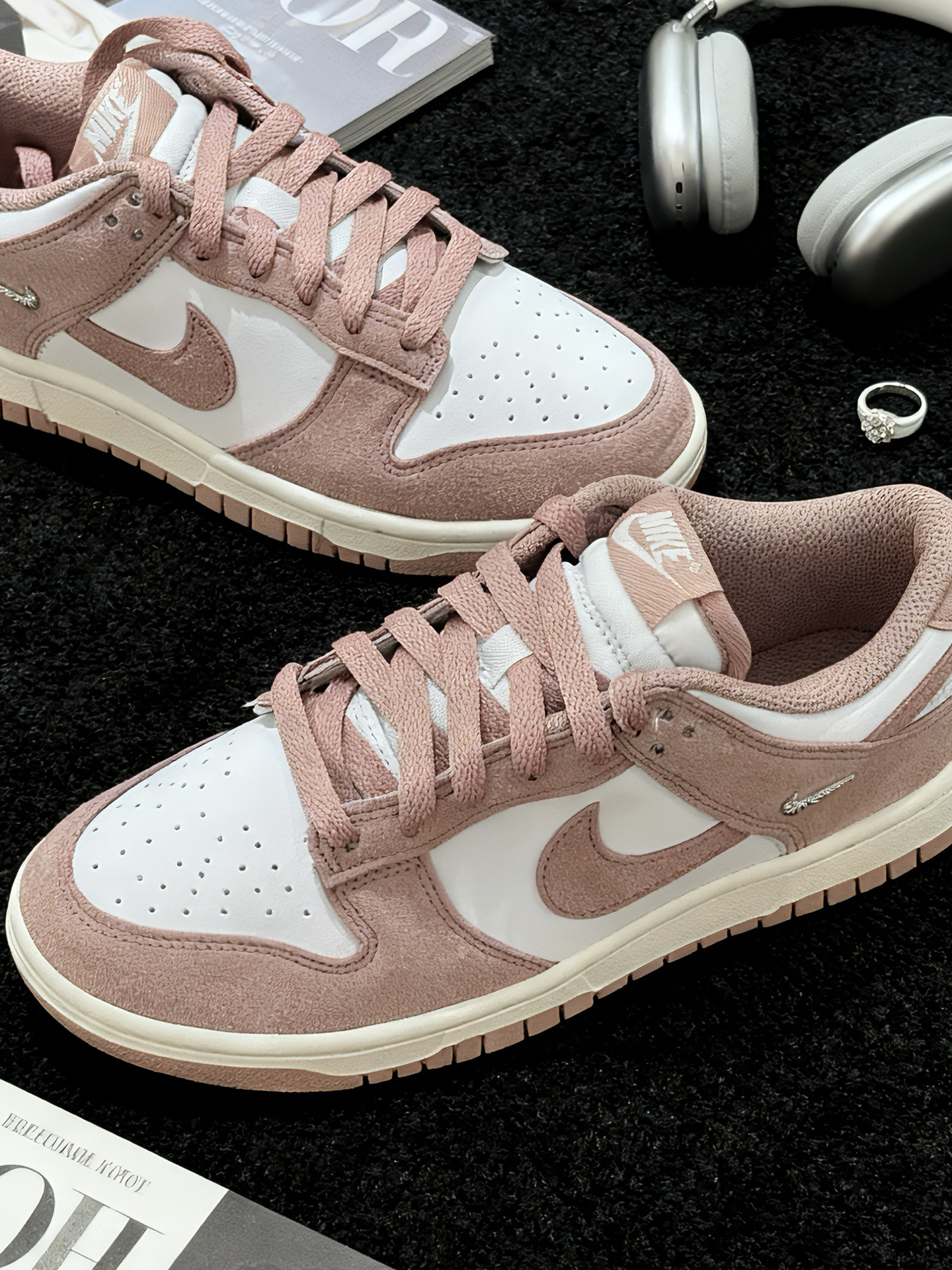 代購-Nike Dunk Low 小銀勾 麂皮 復古 低筒 髒粉