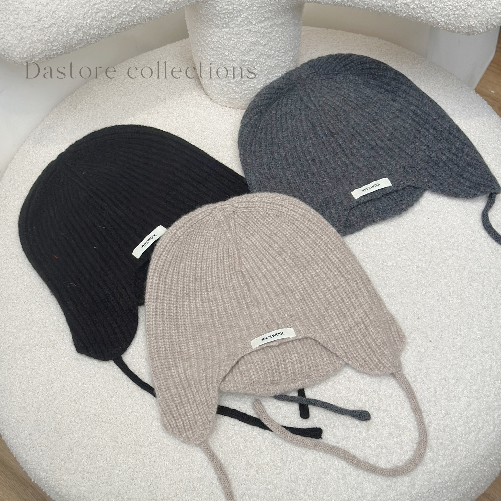 100%WOOL羊毛針織拉法帽/