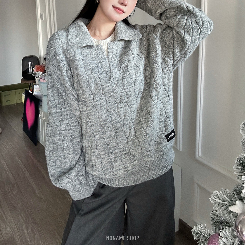 JEEP 羊毛 重磅 寬鬆 美式復古 鬆弛感 假兩件 翻領 毛衣 七色 (男款)