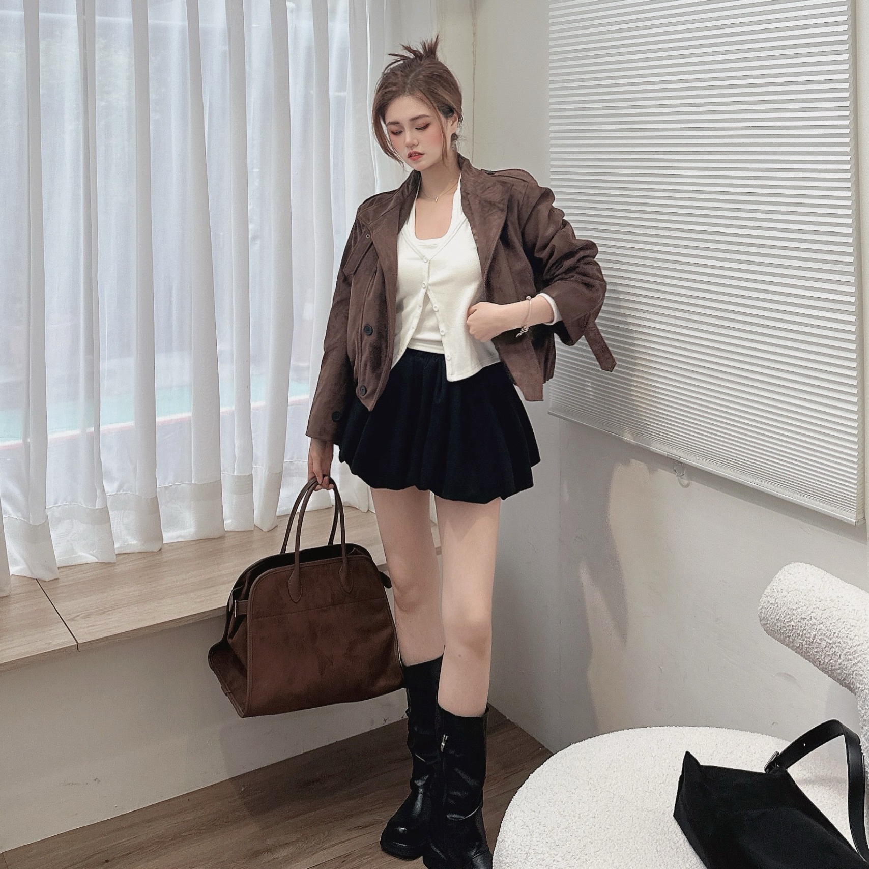 復古麂皮排釦夾克外套/二色