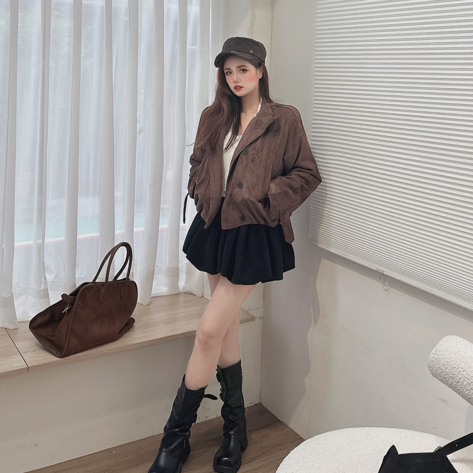 復古麂皮排釦夾克外套/二色