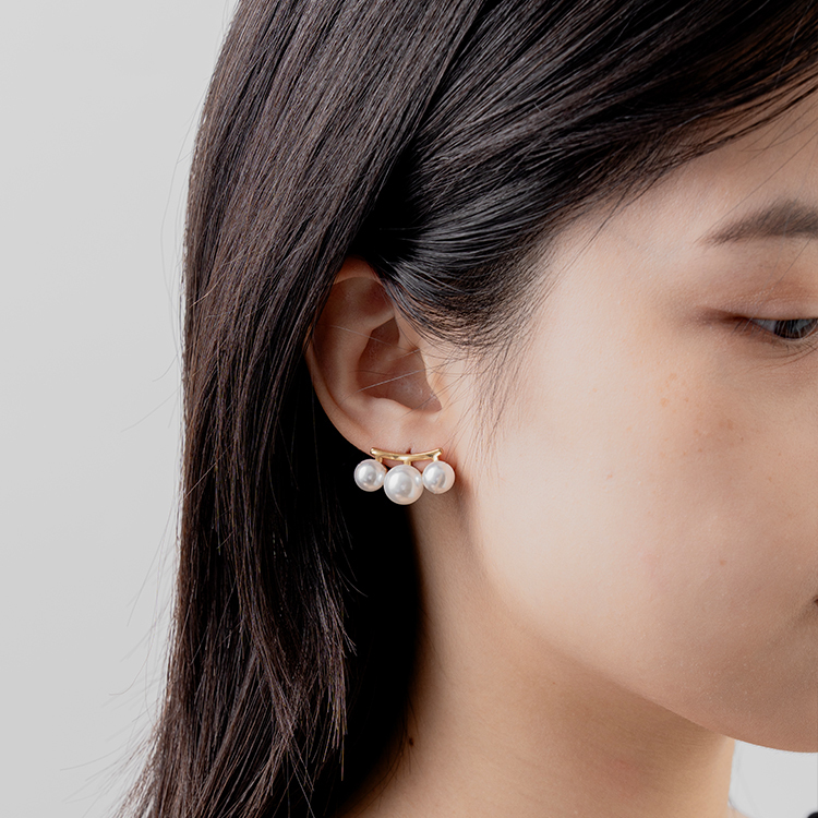 miramira珠光｜三顆月光珍珠耳環D0513-金76178