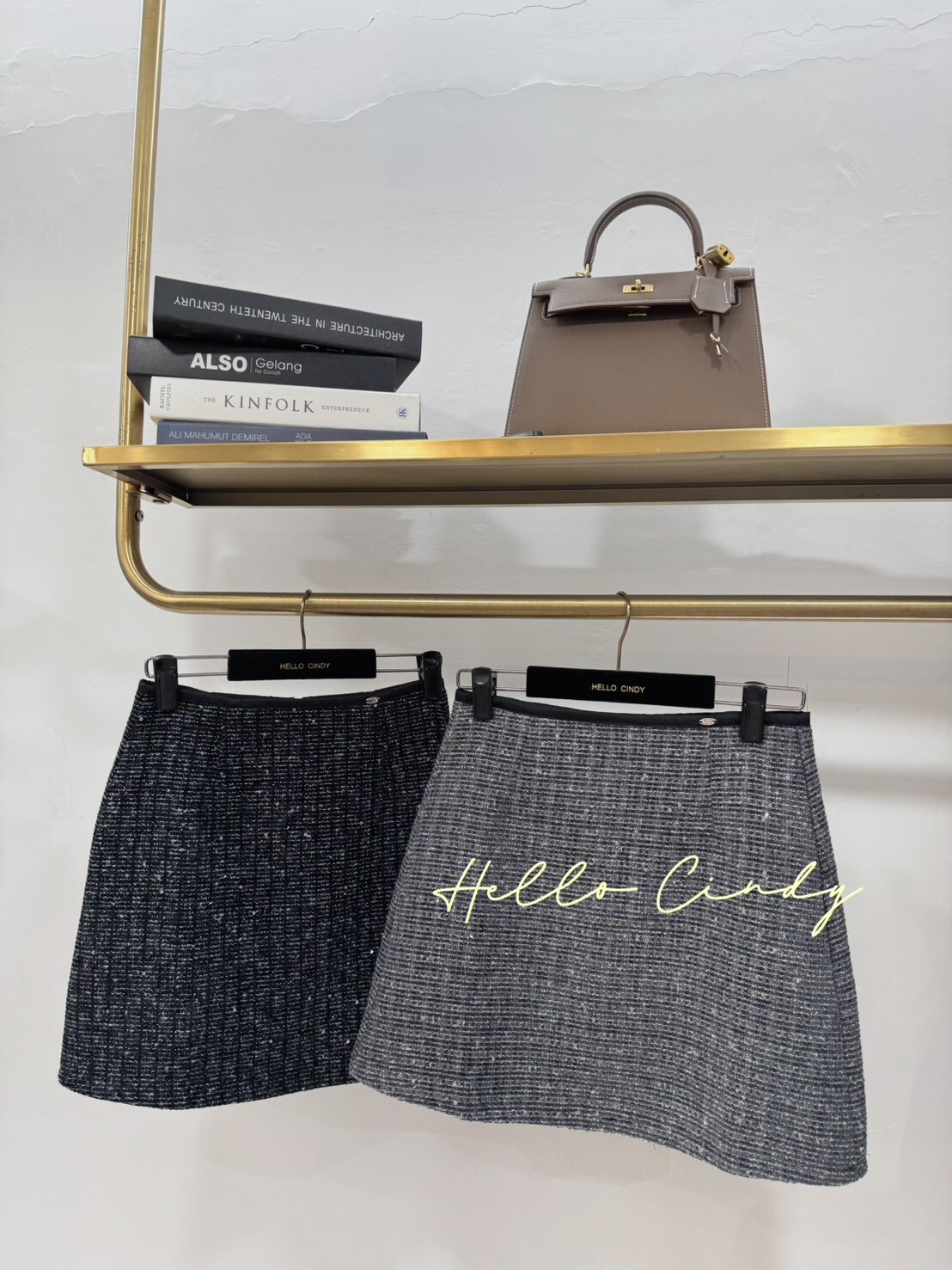 B11037 Cindy大推自留款～超顯瘦小香風微亮片A字短褲裙