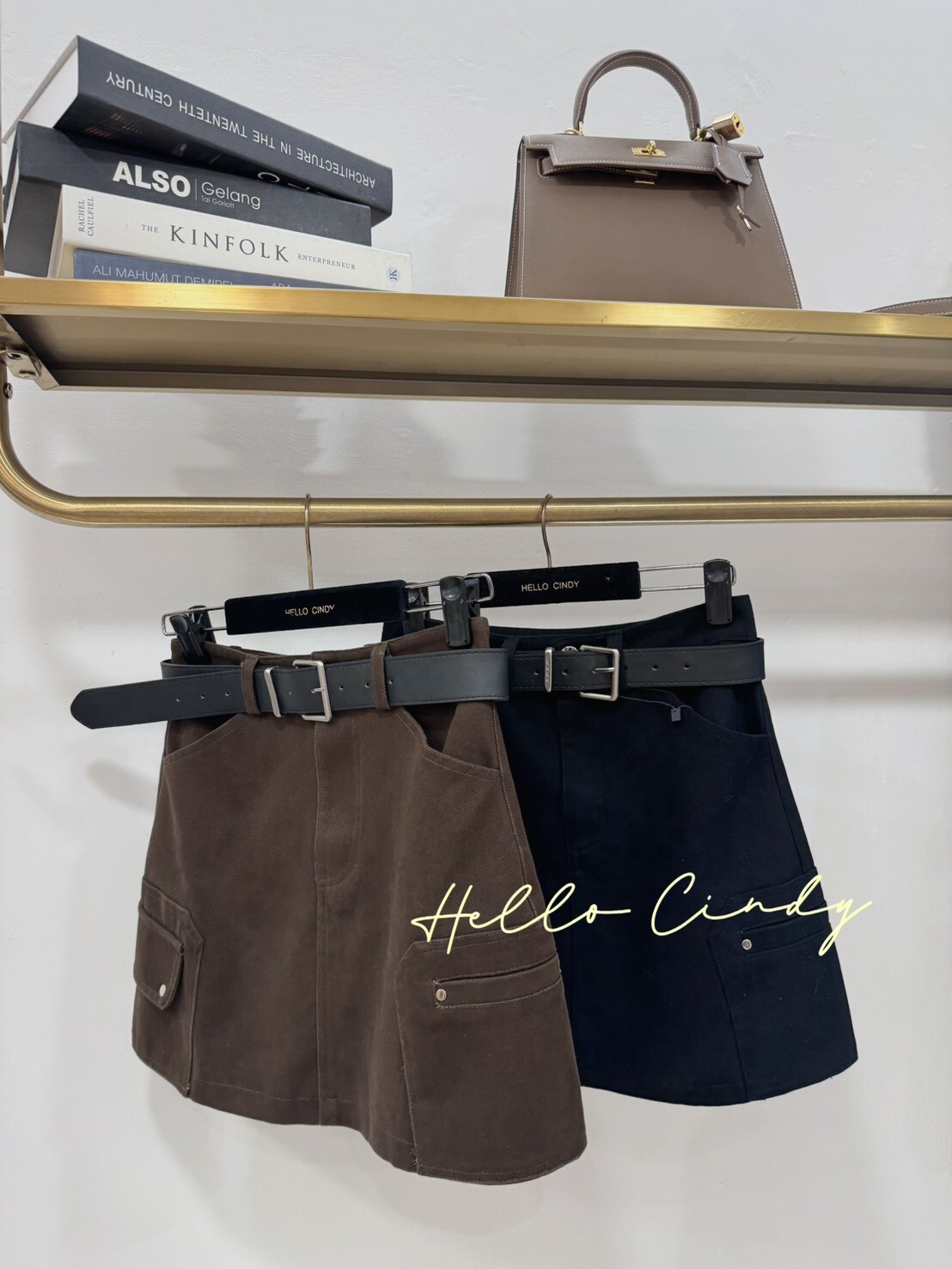 B11036 超顯瘦側口袋工裝短褲裙（附腰帶)