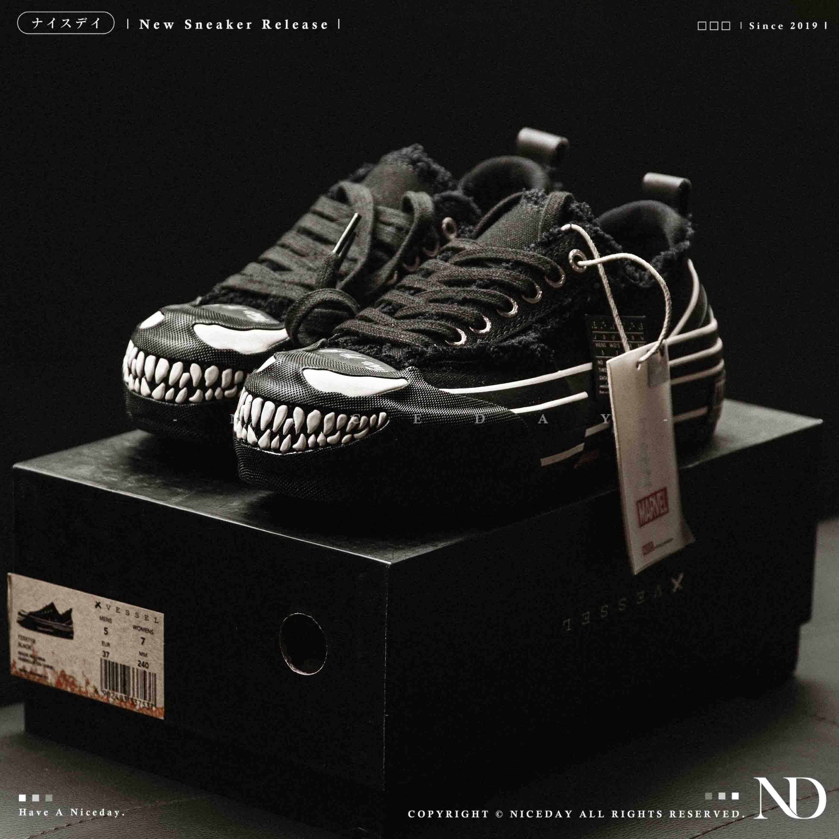 NICEDAY 代購 Xvessel x Marvel 漫威 猛毒 毒液 聯名 黑 黑白 異形 硫化鞋 吳建豪 男女鞋 Y25X71B