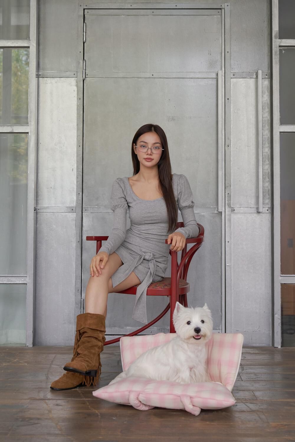 Aperty 扇貝翻玩提袋＿蘇格蘭粉紅格紋