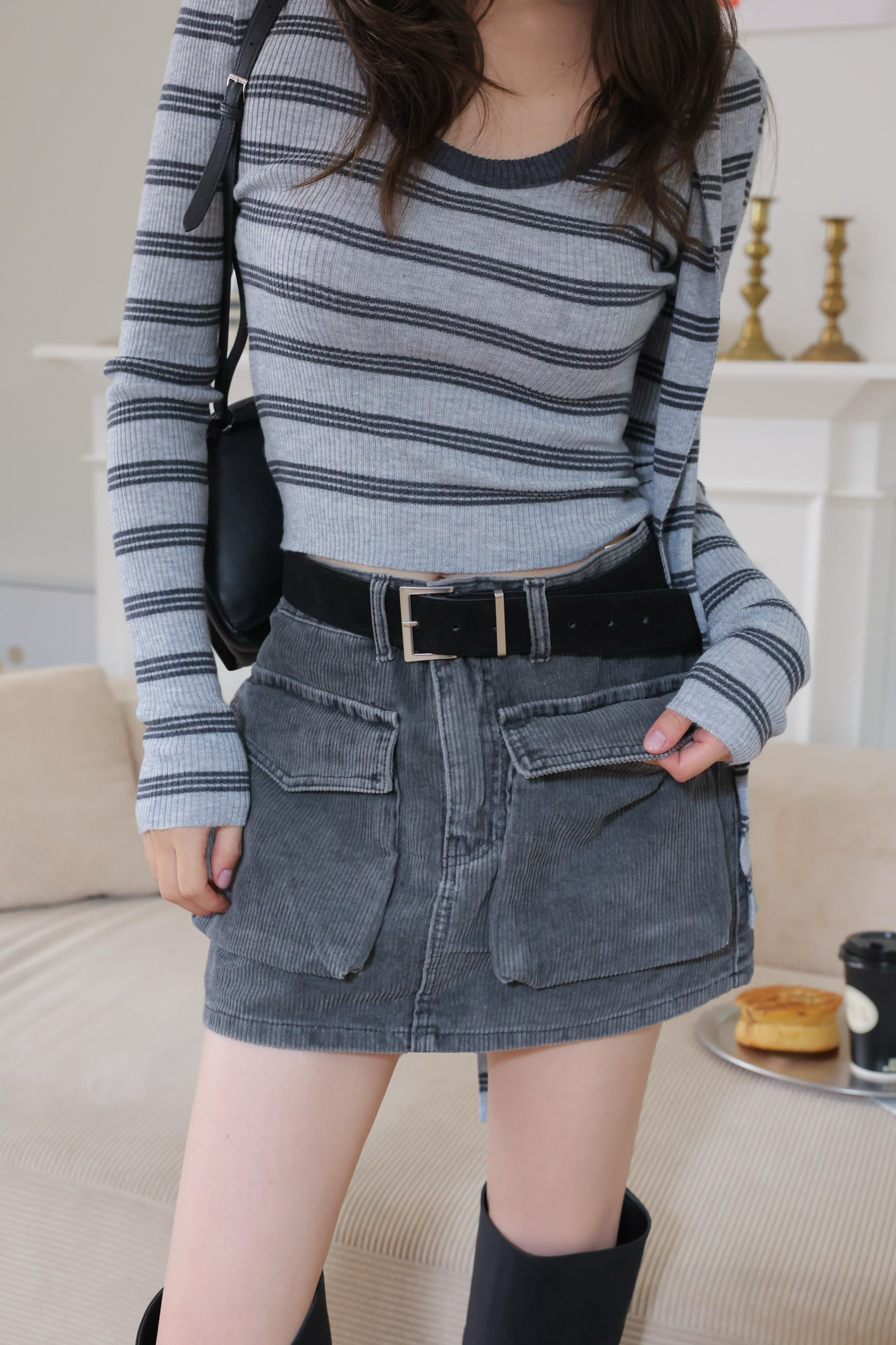 （現貨）寬版銀扣皮帶 GM66