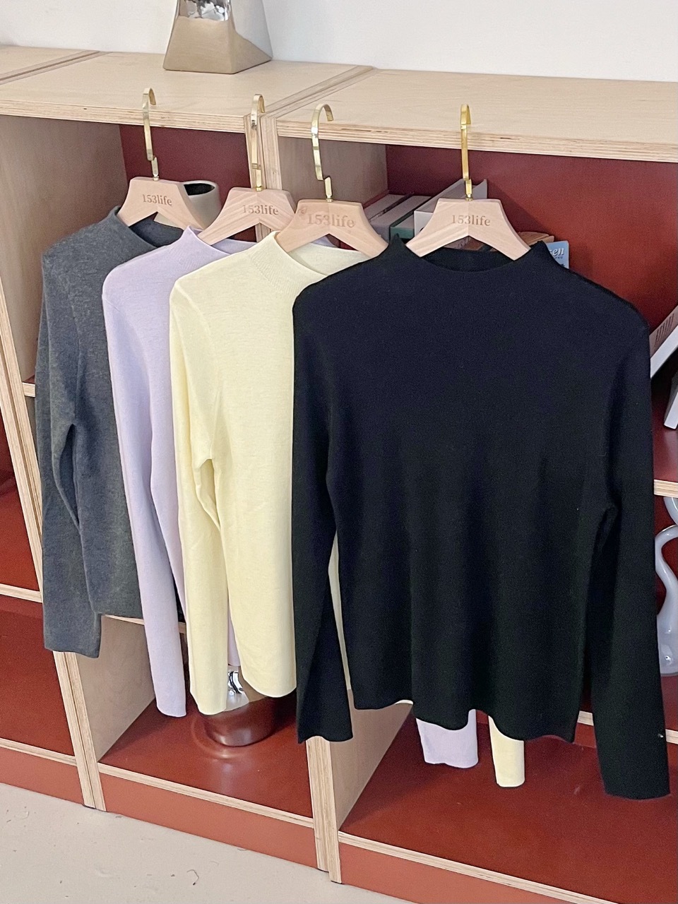 |現貨|彈性針織半領長袖(5色)