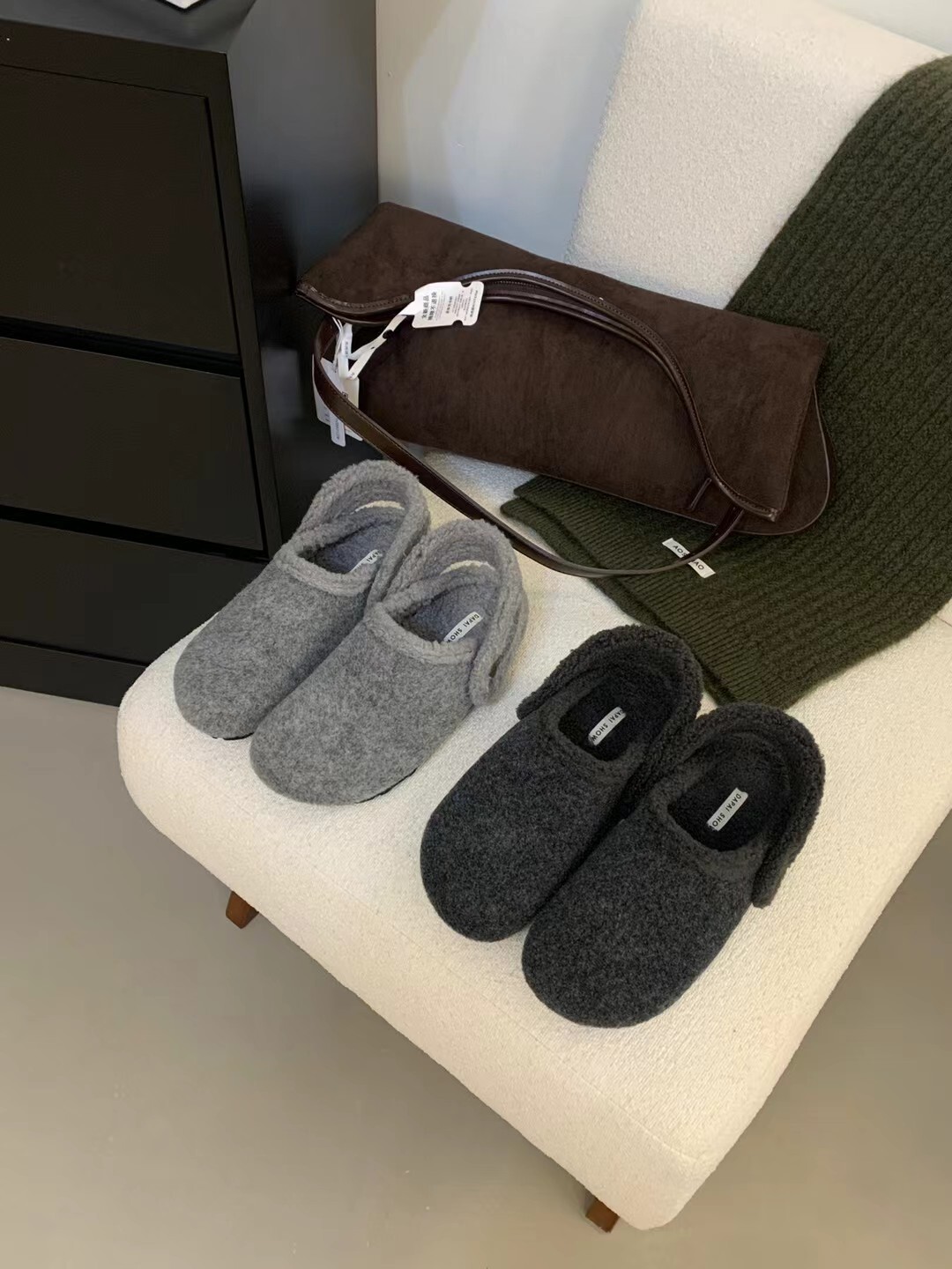 秋冬感滾邊毛毛半拖