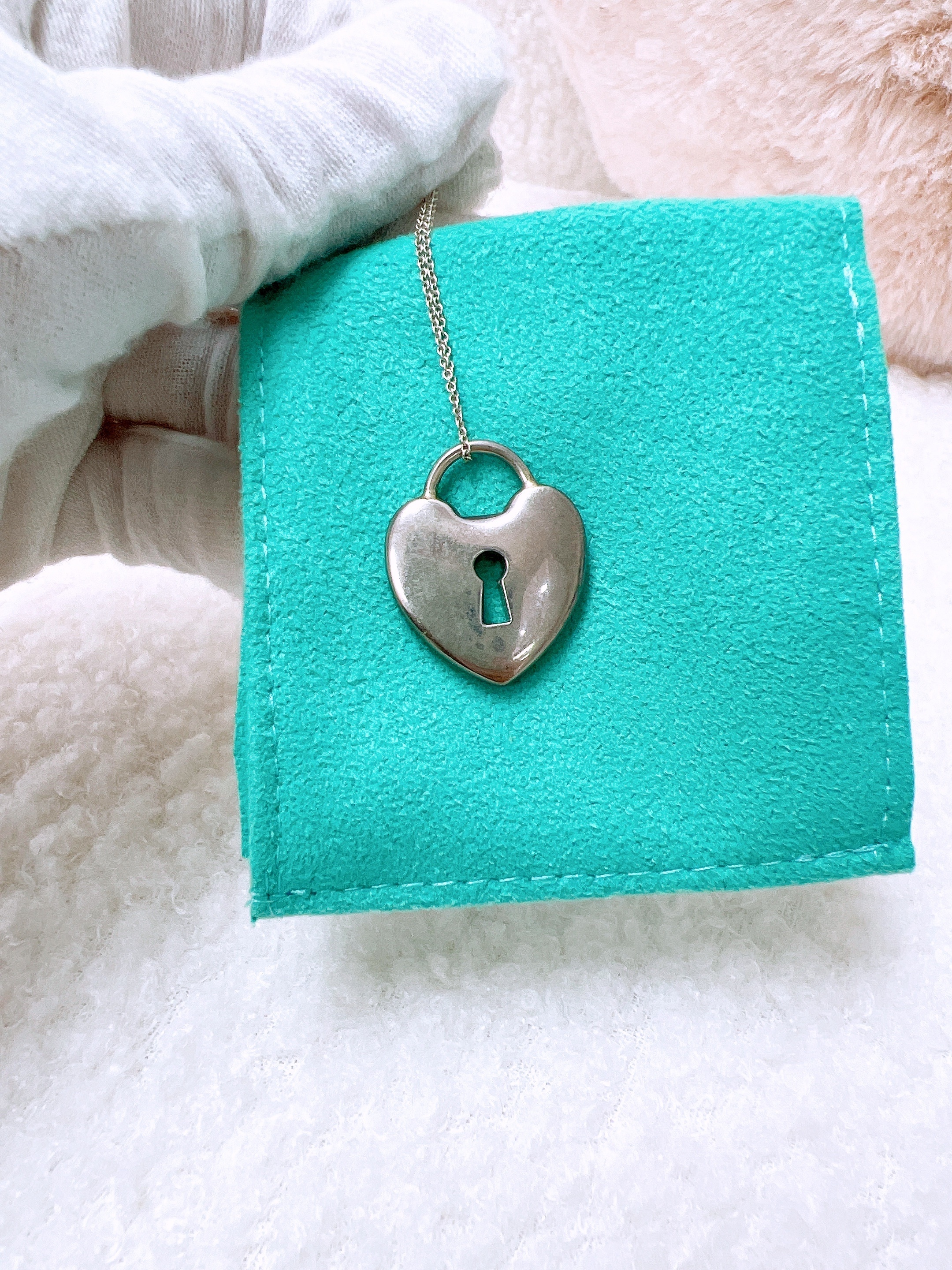 Tiffany & Co. heart key lock pendant necklace silver